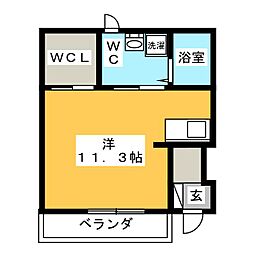 クッキーハイム ワンルームの間取図画像
