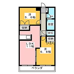 アイミーハイム 2LDKの間取図画像