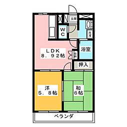 夢ぽりすマキ 2DKの間取図画像