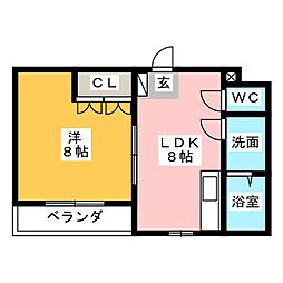 リベルテ 1DKの間取図画像