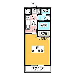 ネオヴィーヴル 1Kの間取図画像