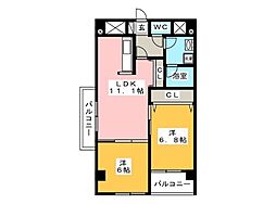 レジデンシャル・金剛 2LDKの間取図画像