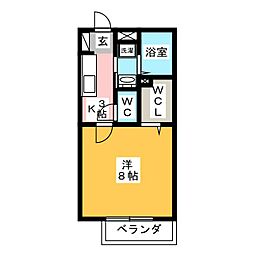 エルシャトーカロン 1Kの間取図画像