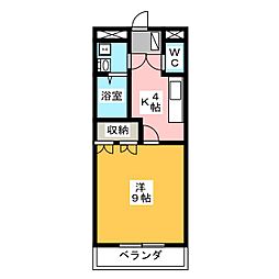 ヴィヴァーチェ 1Kの間取図画像