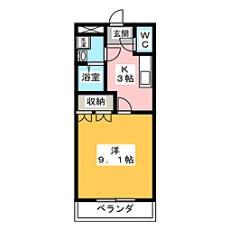 レバンテ 1Kの間取図画像