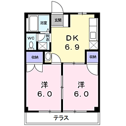 サンプラザ 2DKの間取図画像