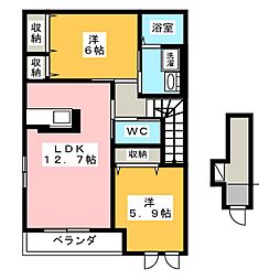 レジデンス蔵持 2LDKの間取図画像