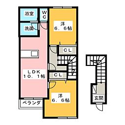 サンルーラル2 2LDKの間取図画像