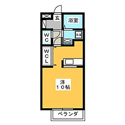 ハイツレクエルド 1階ワンルームの間取り