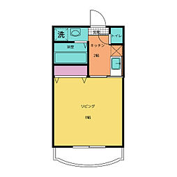 コンフォート上野 3階1Kの間取り