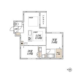 グランメール安東 2LDKの間取図画像