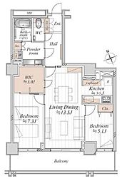 代官山アドレスザ・タワー 2LDKの間取図画像