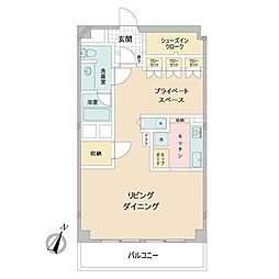 秀和目黒駅前レジデンス ワンルームの間取図画像