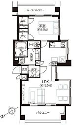ワールドパレス不動前 1LDKの間取図画像