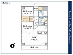 東建池袋要町マンション 2LDKの間取図画像