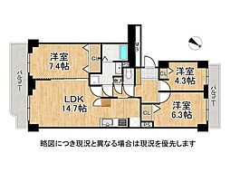 神戸パークシティB棟 3LDKの間取図画像