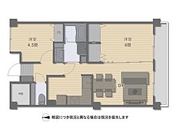 コスモ芦屋川西 2LDKの間取図画像