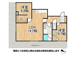 ライオンズマンション三宮東 2LDKの間取図画像