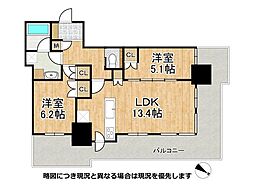 ベイシティタワーズ神戸WEST 2LDKの間取図画像