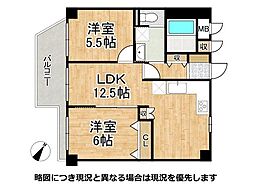 シャトラン兵庫 2LDKの間取図画像