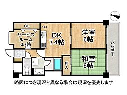 大成ラフォーレ本山 2SDKの間取図画像
