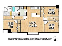 クラージュ御影 3LDKの間取図画像