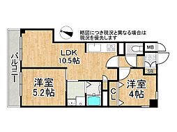 新神戸サンシャイン 2LDKの間取図画像