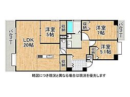 ウエストコート5番街4番館 3LDKの間取図画像