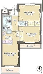 ヒルトップレジデンス大崎 2LDKの間取図画像