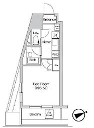 プライムアーバン大崎 1Kの間取図画像