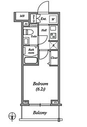 ジェノヴィア大崎スカイガーデン 1Kの間取図画像