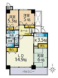 東峰マンション二日市 3LDKの間取図画像