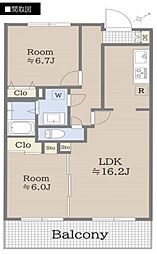 ルネ調布国領モア・クレスト 2LDKの間取図画像