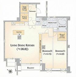 グランツオーベル南平台 2LDKの間取図画像