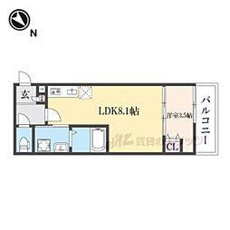 京阪本線 古川橋駅 徒歩6分の賃貸アパート 2階1LDKの間取り