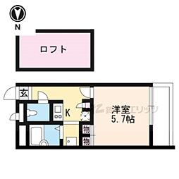 近鉄奈良線 額田駅 徒歩3分の賃貸アパート 3階1Kの間取り