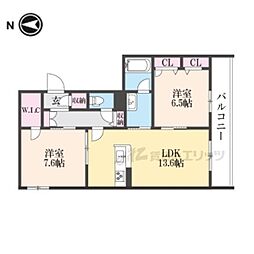 グランドゥール中小阪 302 3階2LDKの間取り