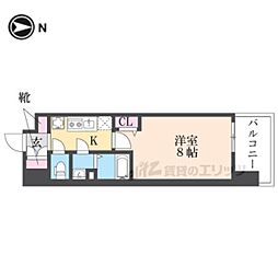 ＬＵＸＥＮＡ　ＫＡＤＯＭＡ 4階1Kの間取り