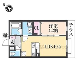 エマイユ鴻池 2階1LDKの間取り