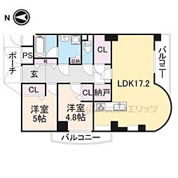 アントレいこまII 7階2LDKの間取り