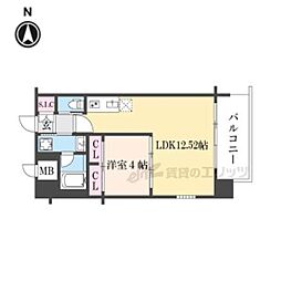 プレジオ八戸ノ里 4階1LDKの間取り
