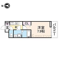 近鉄奈良線 東生駒駅 徒歩6分の賃貸アパート 3階1Kの間取り