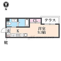 LivingLifeNagaseWest ワンルームの間取図画像