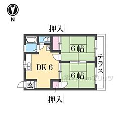 辻本マンション 2DKの間取図画像