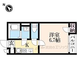 レオパレスレオネクストハピネス 1Kの間取図画像