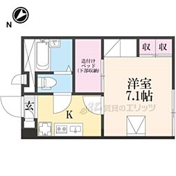 レオパレスみくりや 1Kの間取図画像