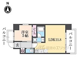 プレジオ八戸ノ里 1LDKの間取図画像