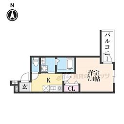 フジパレス長田サウス 3階1Kの間取り