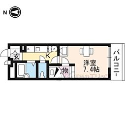 レオパレスラピスラズリ高井田 1Kの間取図画像