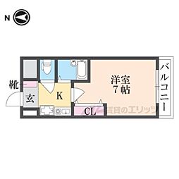 グランドオーク高井田 1Kの間取図画像